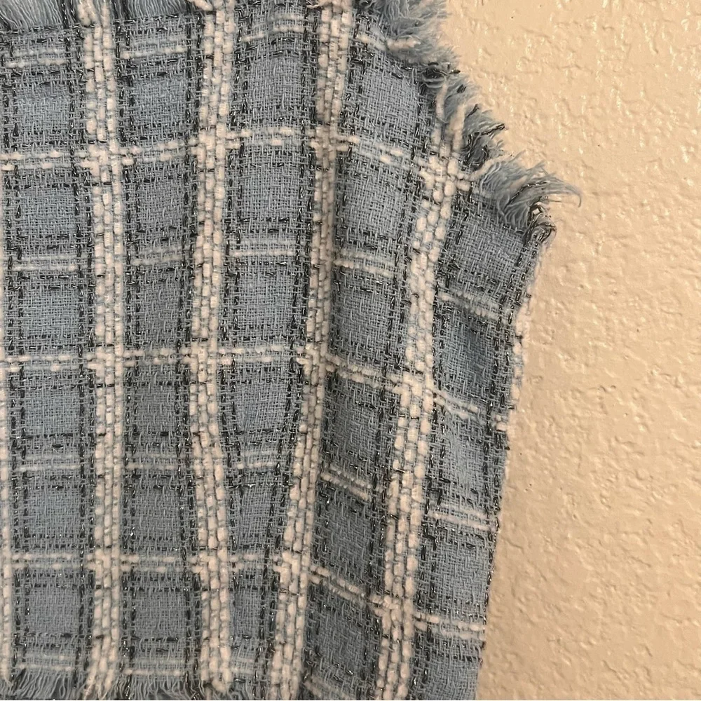 Umgee plaid tweed Dress spring preppy academia baby blue heritage